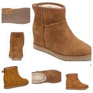 UGG Australian Classic Femme Mini Wedge, camel color, sheepskin lining. W Sz. 7